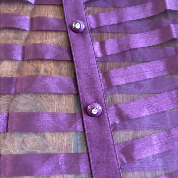 Sag Harbor Dress Purple See-Through Button Up Layering Piece - Picture 2 of 4